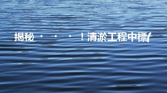 揭秘！清淤工程中標(biāo)公告，背后隱藏著什么秘密？